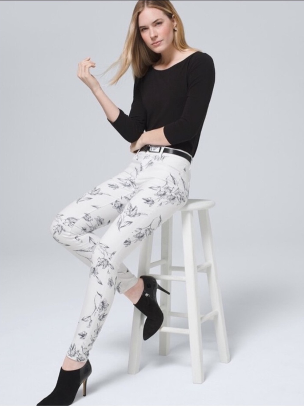 NWT WHBM Mid-Rise Floral Skinny Jeans